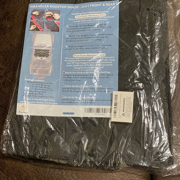 WRANGLER ROOFTOP SHADE - JLU ( FRONT & REAR Bungee balls are not included. NWOT - Picture 7 of 9